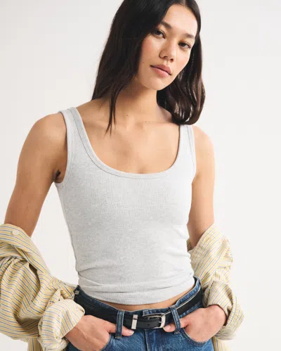 Abercrombie & Fitch Bra-free Rib Tuckable Scoopneck Tank In Gray
