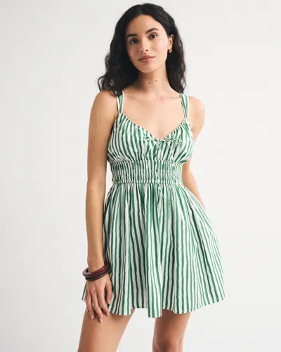Abercrombie & Fitch Bra-free Smocked Tie-front Skort In Green