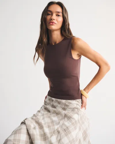 Abercrombie & Fitch Bra-free Snatched Seamless High-neck Tank In Brown