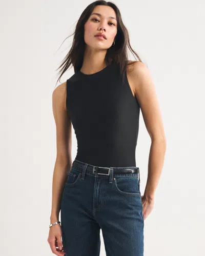 Abercrombie & Fitch Bra-free Soft Matte Seamless Bodysuit In Black