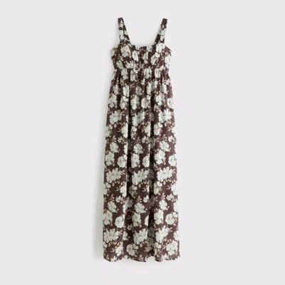 Abercrombie & Fitch Bra-free Sweetheart Ruched Flowy Maxi Dress In Multi