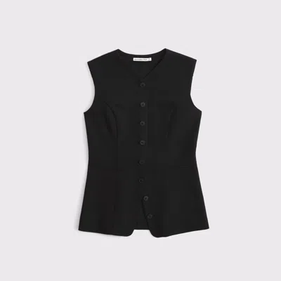 Abercrombie & Fitch Bra-free Tailored Button-up Vest In Black