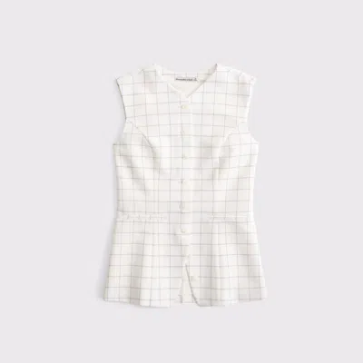Abercrombie & Fitch Bra-free Tailored Button-up Vest In White Pattern
