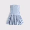 Abercrombie & Fitch Bubble Hem Mini Dress In Blue