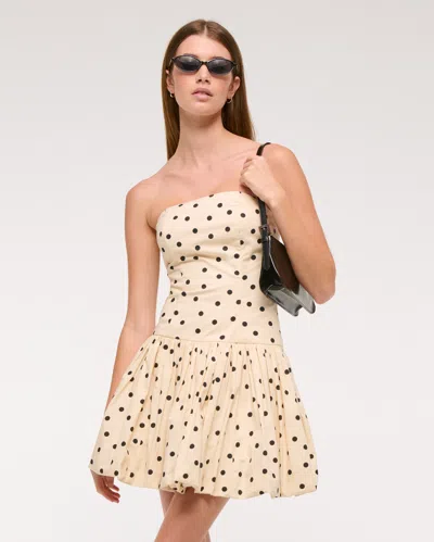 Abercrombie & Fitch Bubble Hem Mini Dress In White