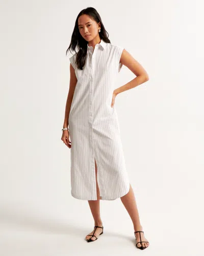 Abercrombie & Fitch Button-through Midi Shirt Dress In White