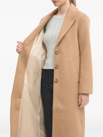 Abercrombie & Fitch Buttoned Coat In Brown