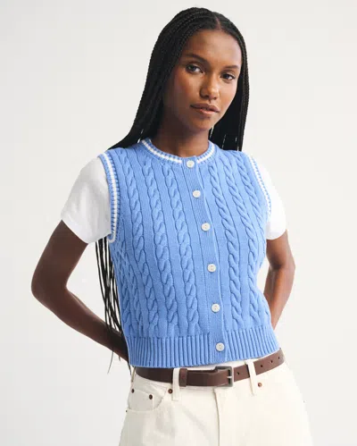 Abercrombie & Fitch Cable Crew Sweater Vest In Blue