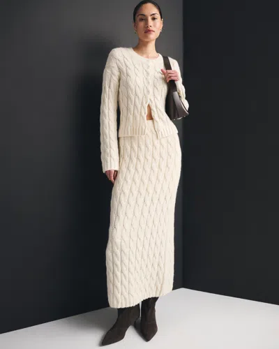 Abercrombie & Fitch Cable-knit Maxi Skirt In White