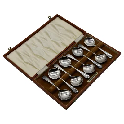 Pre-owned Abercrombie & Fitch Cafe Diable Spoons  England 1915 Silver Plated Set Of Eight In Black