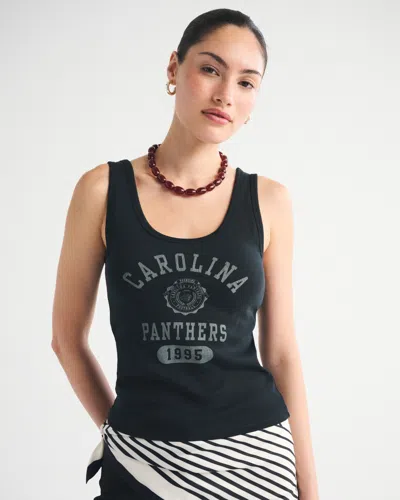 Abercrombie & Fitch Carolina Panthers Bra-free Rib Scoopneck Tank In Black
