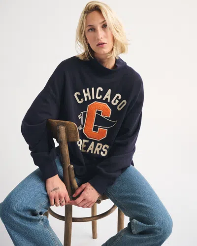 Abercrombie & Fitch Chicago Bears Oversized Sunday Funnel Neck Sweatshirt In Navy - Bears