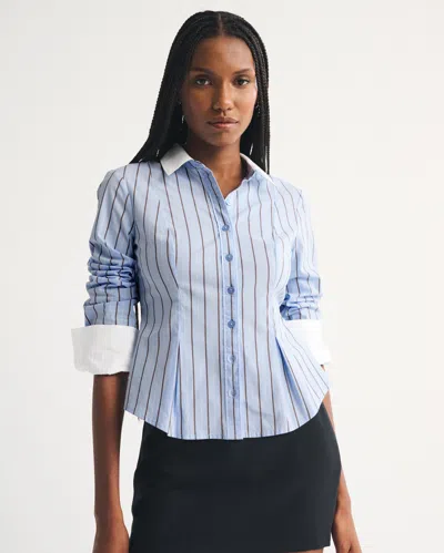 Abercrombie & Fitch Cinched Poplin Shirt In Blue