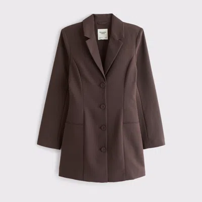 Abercrombie & Fitch Classic Suiting Blazer Mini Dress In Brown