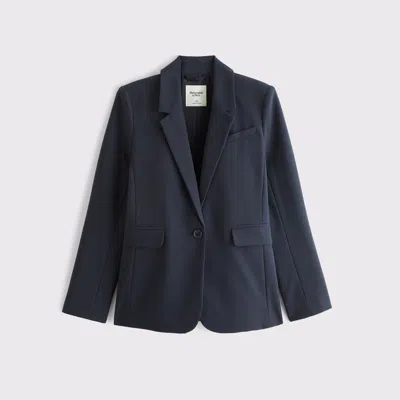 Abercrombie & Fitch Classic Suiting Blazer In Muted Navy