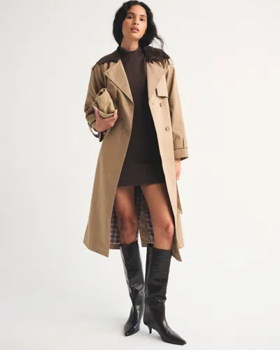 Abercrombie & Fitch Classic Trench Coat In Brown