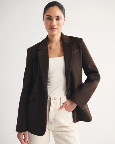 Abercrombie & Fitch Classic Wool-blend Blazer In Brown
