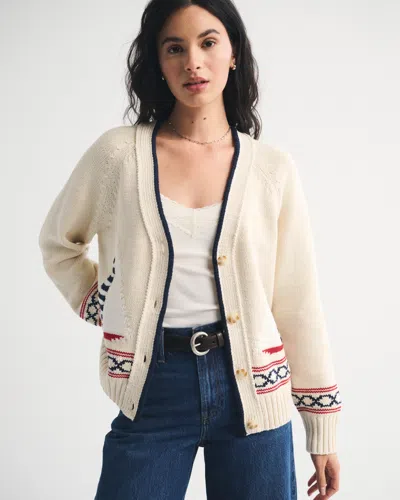 Abercrombie & Fitch Coastal Dad V-neck Cardigan In Neutral