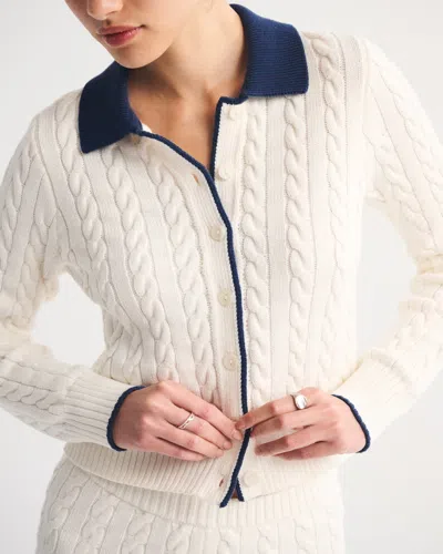 Abercrombie & Fitch Collared Cardigan In Neutral