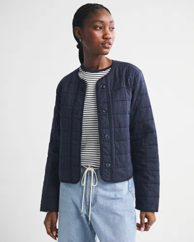 Abercrombie & Fitch Collarless Quilted Garment-dye Jacket In Blue