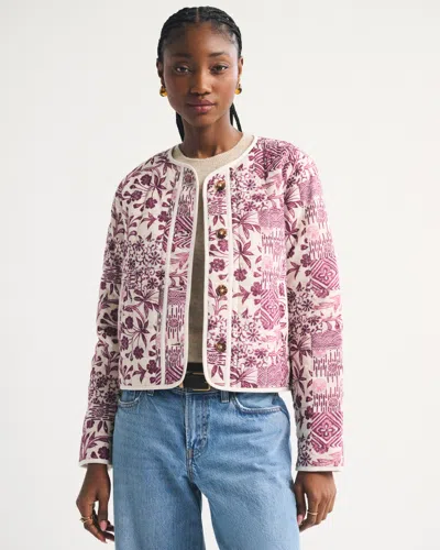 Abercrombie & Fitch Collarless Quilted Jacket In Pink