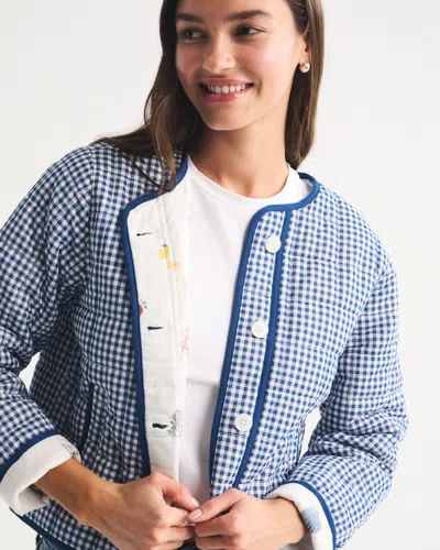 Abercrombie & Fitch Collarless Quilted Jacket In Blue