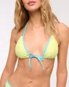 Abercrombie & Fitch Contrast Tie-front Triangle Bikini Top In Green