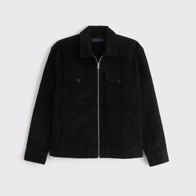 Abercrombie & Fitch Corduroy Zip Shirt Jacket In Black