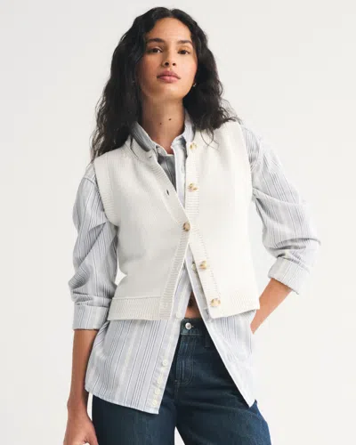 Abercrombie & Fitch Cotton Crew Sweater Vest In White