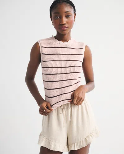 Abercrombie & Fitch Cotton Pointelle Sweater Shell Top In Pink