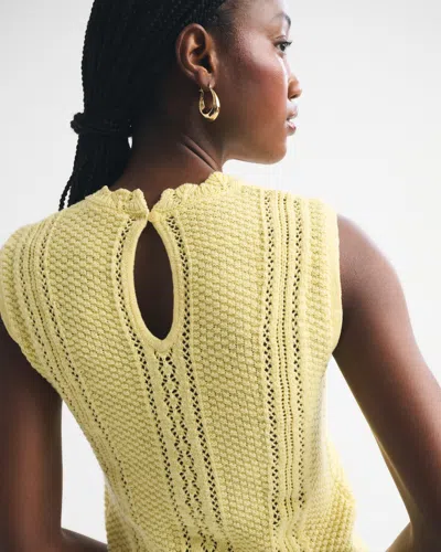 Abercrombie & Fitch Cotton Pointelle Sweater Shell Top In Yellow