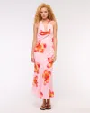 Abercrombie & Fitch Cowl Halter Maxi Dress In Pink