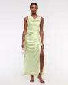 Abercrombie & Fitch Cowl Neck Draped Maxi Dress In Green