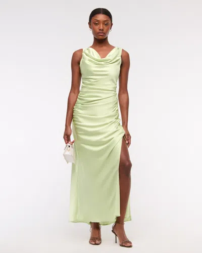 Abercrombie & Fitch Cowl Neck Draped Maxi Dress In Green