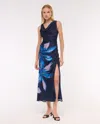 Abercrombie & Fitch Cowl Neck Draped Maxi Dress In Purple