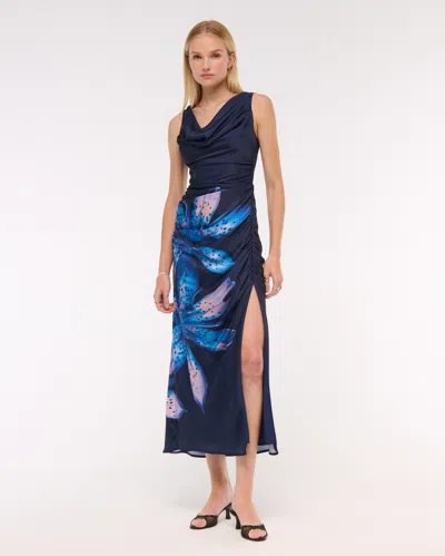 Abercrombie & Fitch Cowl Neck Draped Maxi Dress In Purple