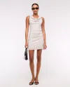 Abercrombie & Fitch Cowl Neck Draped Mini Dress In White