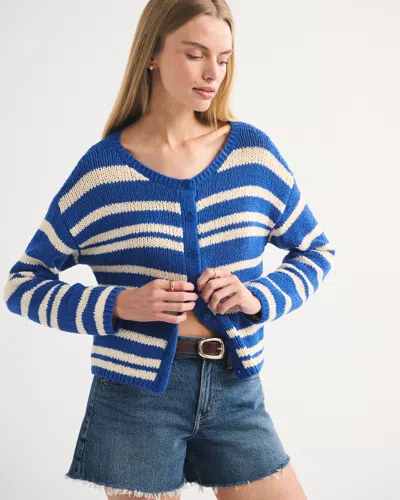 Abercrombie & Fitch Crew Cardigan In Blue