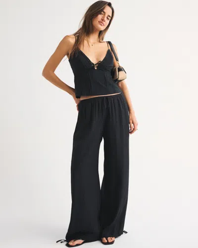 Abercrombie & Fitch Crinkle Balloon Pull-on Pant In Black