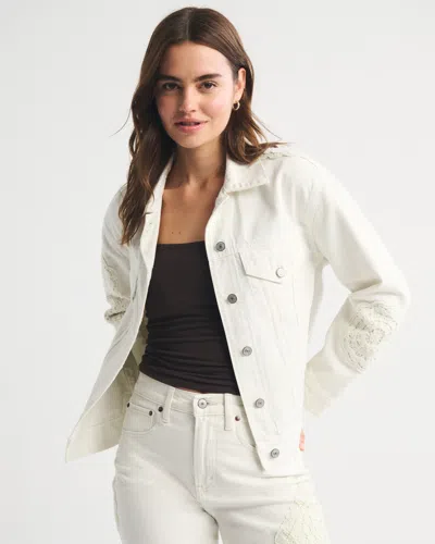 Abercrombie & Fitch Crochet-style Easy Denim Trucker Jacket In Multi