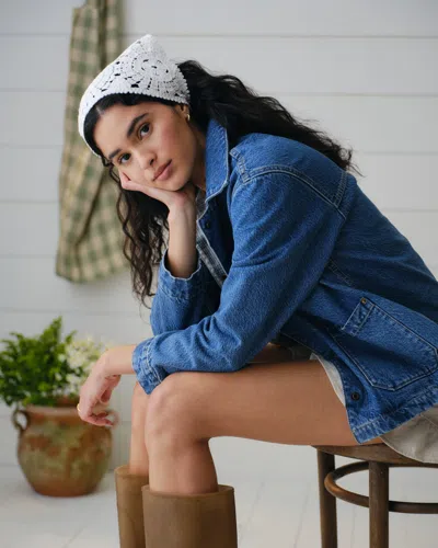 Abercrombie & Fitch Crochet-style Headscarf In White