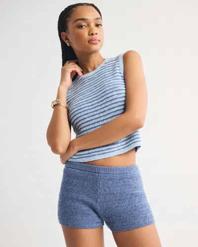 Abercrombie & Fitch Crochet-style Micro Sweater Short In Blue