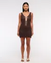 Abercrombie & Fitch Crochet-style Mini Dress Coverup In Brown