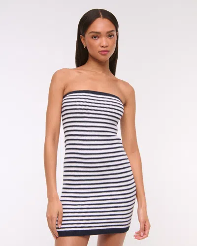 Abercrombie & Fitch Crochet-style Strapless Mini Dress In Blue