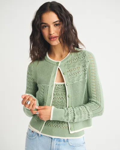 Abercrombie & Fitch Wimbledon 2-in-1 Knit Cami And Cardigan In Green
