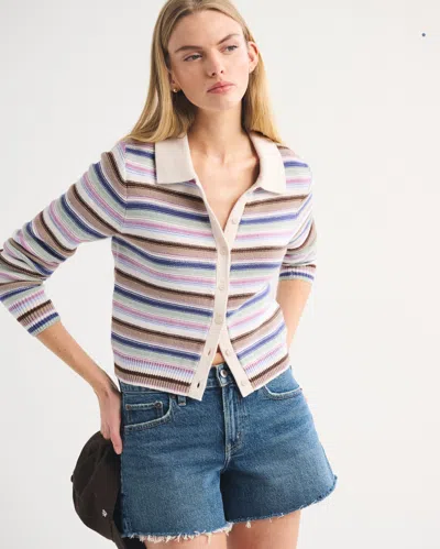 Abercrombie & Fitch Crochet-style Collared Cardigan In Multi