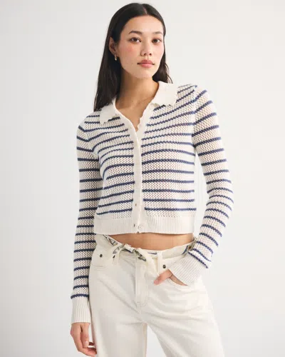 Abercrombie & Fitch Crochet-style Collared Cardigan In Multi