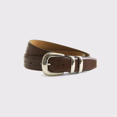 Abercrombie & Fitch Crocodile Leather Belt In Brown