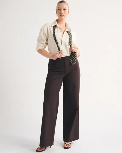Abercrombie & Fitch Curve Love A&f Forme Ultra Wide Leg Pant In Brown