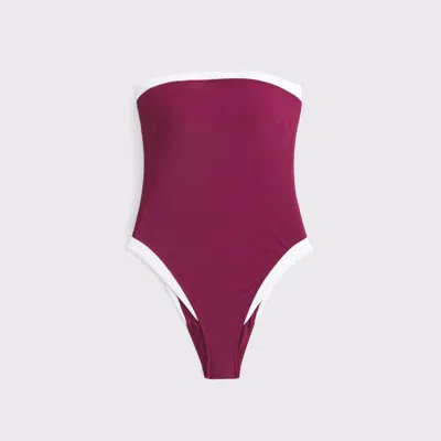 Abercrombie & Fitch Curve Love A&f Marina One-piece Swimsuit In Purple